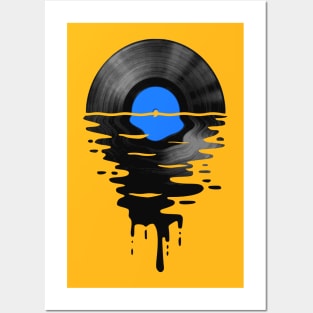 Vinyl LP Music Record Sunset Blue Posters and Art